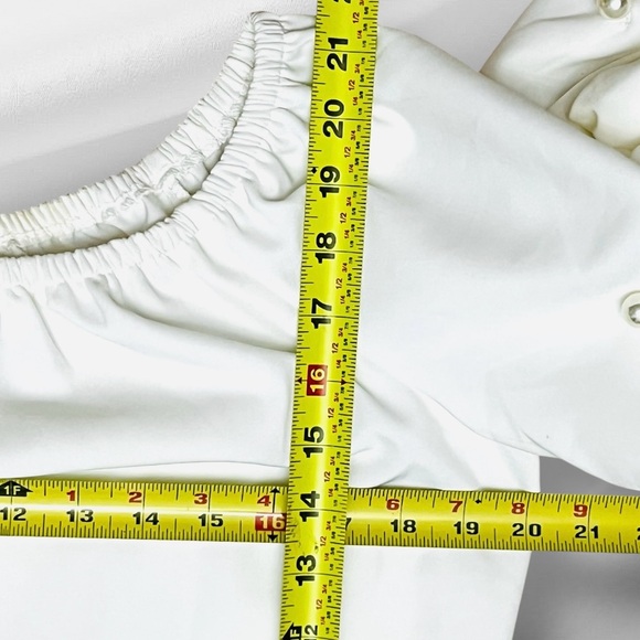 Cece Off Shoulder Blouse Womens S Ivory Tiered Balloon Sleeve Boho Chic Romantic - Picture 11 of 13